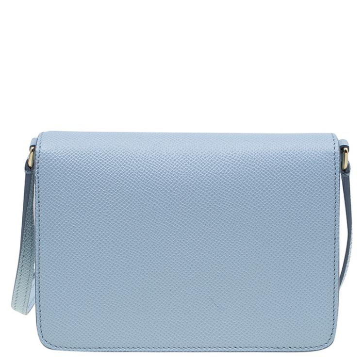 Pre Owned Dolce and Gabbana Light Blue Leather Mini Dauphine Crossbody Bag