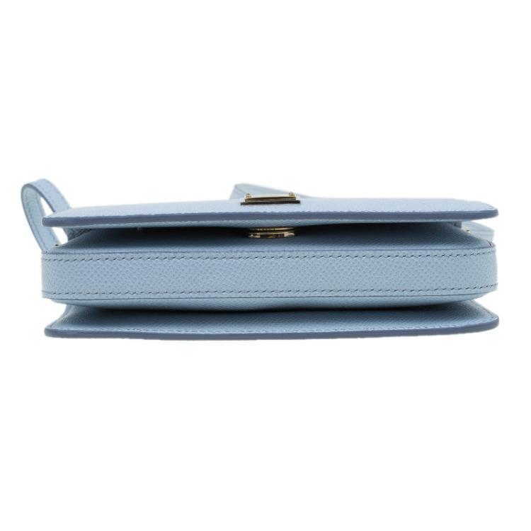 Pre Owned Dolce and Gabbana Light Blue Leather Mini Dauphine Crossbody Bag