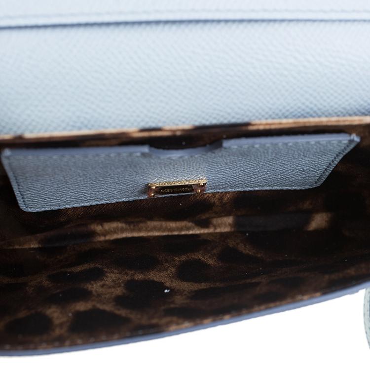 Pre Owned Dolce and Gabbana Light Blue Leather Mini Dauphine Crossbody Bag