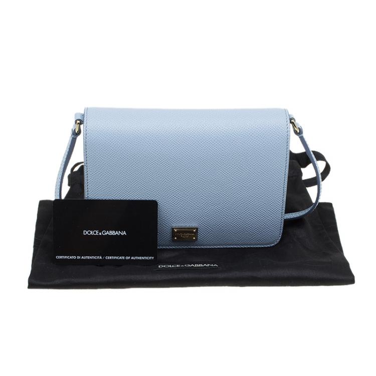 Pre Owned Dolce and Gabbana Light Blue Leather Mini Dauphine Crossbody Bag