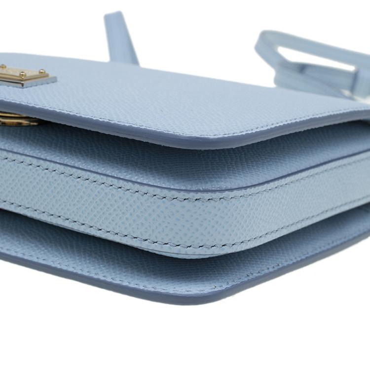 Pre Owned Dolce and Gabbana Light Blue Leather Mini Dauphine Crossbody Bag