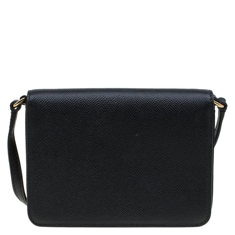 Pre Owned Dolce and Gabbana Black Leather Mini Dauphine Crossbody Bag