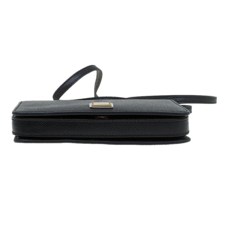 Pre Owned Dolce and Gabbana Black Leather Mini Dauphine Crossbody Bag