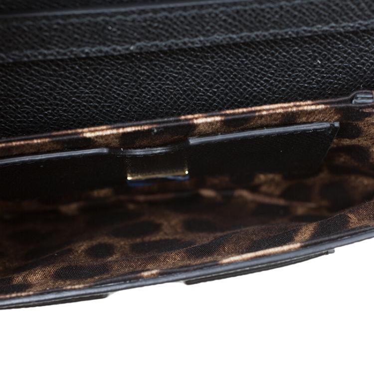 Pre Owned Dolce and Gabbana Black Leather Mini Dauphine Crossbody Bag