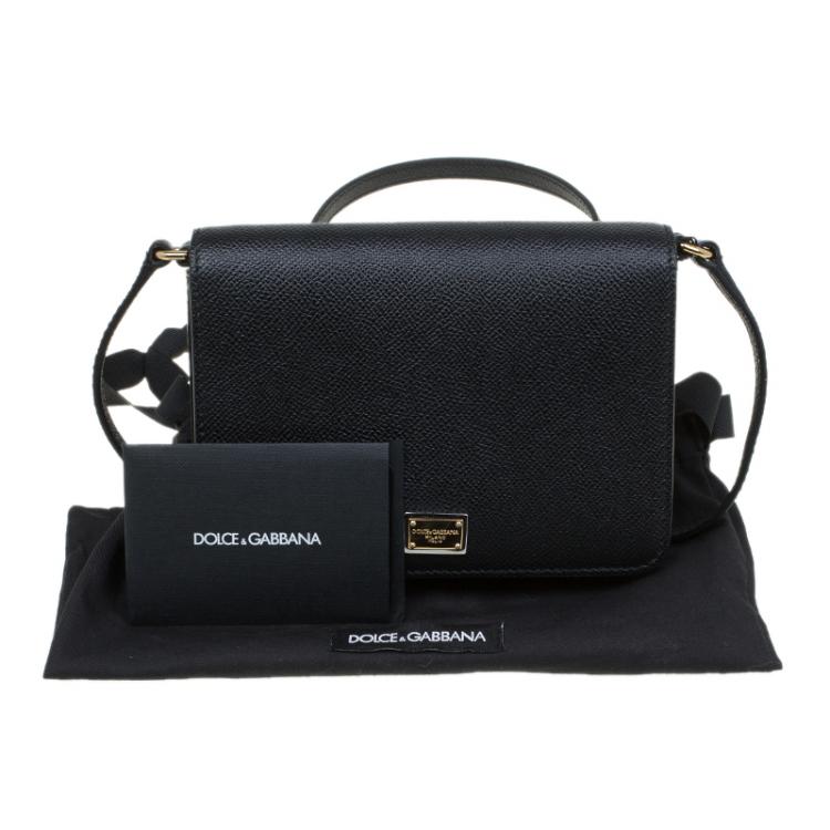 Pre Owned Dolce and Gabbana Black Leather Mini Dauphine Crossbody Bag