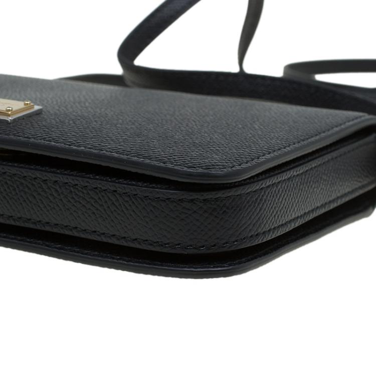Pre Owned Dolce and Gabbana Black Leather Mini Dauphine Crossbody Bag
