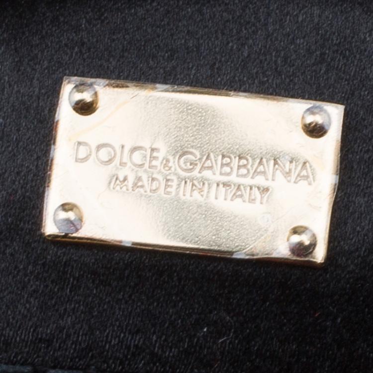 Pre Owned Dolce and Gabbana Black Polka Dots Fabric Charmeuse Clutch