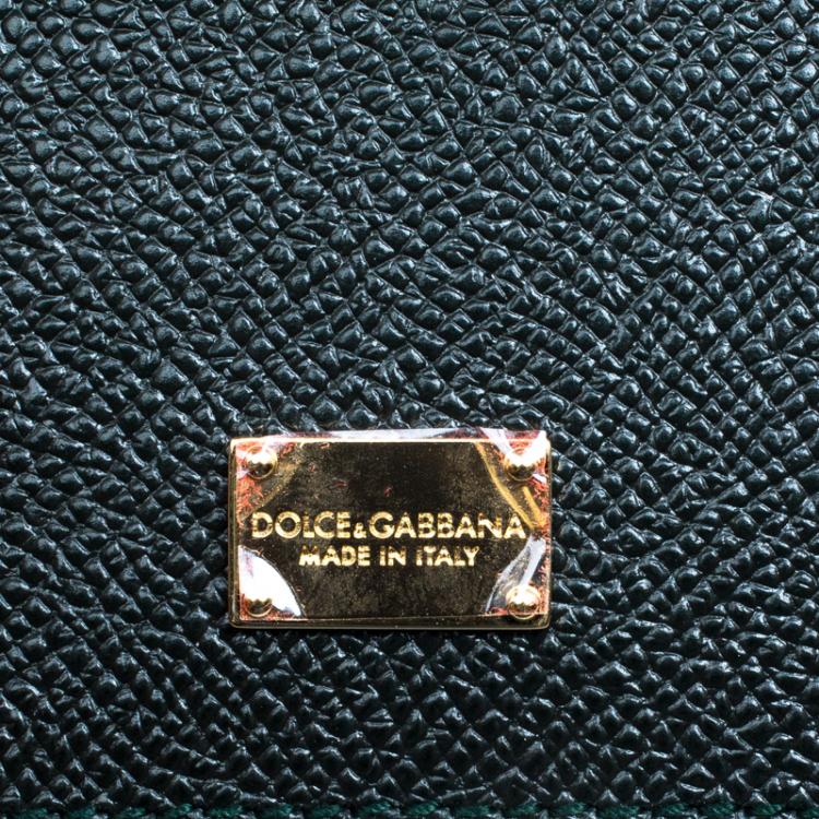 Pre Owned Dolce and Gabbana Dark Green Leather Small Miss Sicily Top Handle Bag