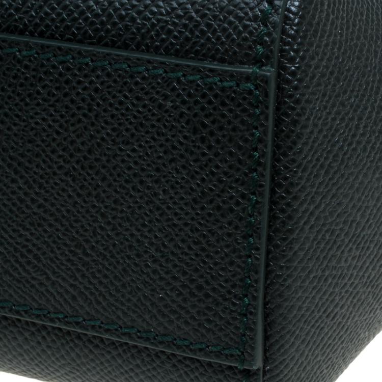 Pre Owned Dolce and Gabbana Dark Green Leather Small Miss Sicily Top Handle Bag
