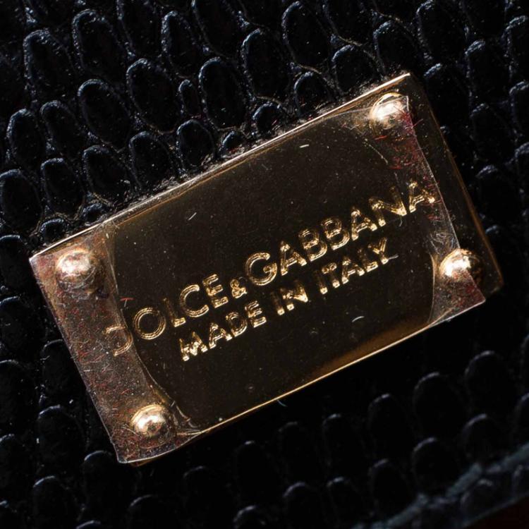 مملوكة مسبقًا Dolce and Gabbana Black Lizard Embossed Leather Medium Monica Tote