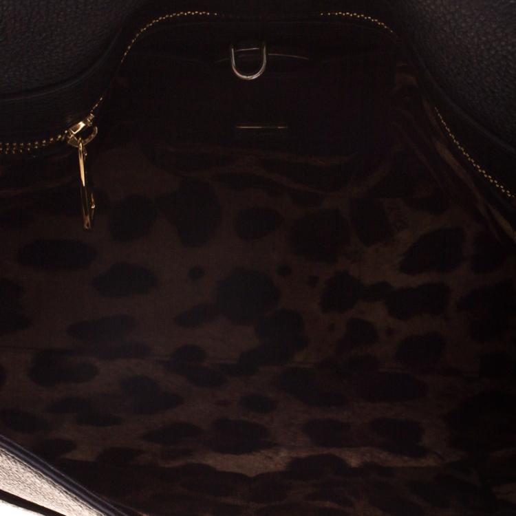 Pre Owned Dolce and Gabbana Black Leather Medium Miss Sicily Tote