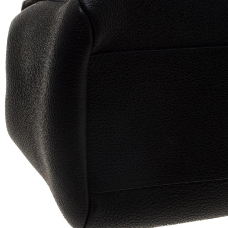 Pre Owned Dolce and Gabbana Black Leather Medium Miss Sicily Tote