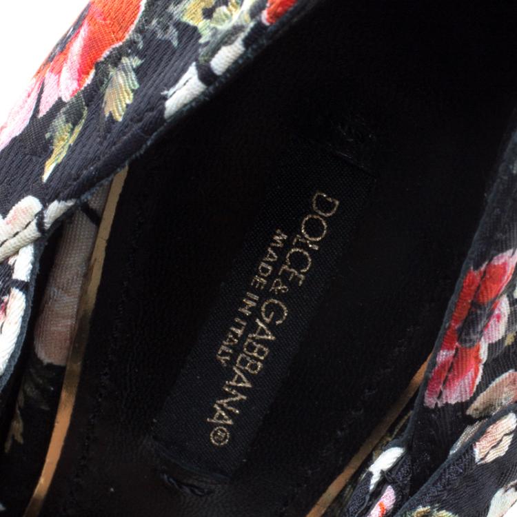 Pre Owned Dolce and Gabbana Floral Printed Fabric Mary Jane Platform  Pumps Size 37