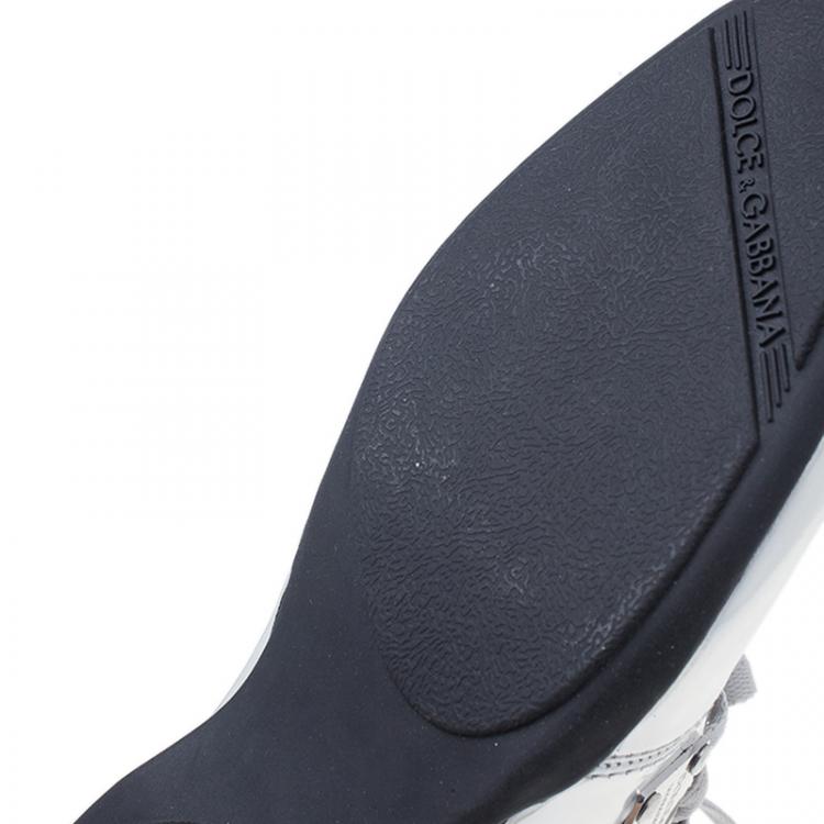 Pre Owned Dolce and Gabbana Silver Metallic Leather Limited Edition Sneakers Size 40.5