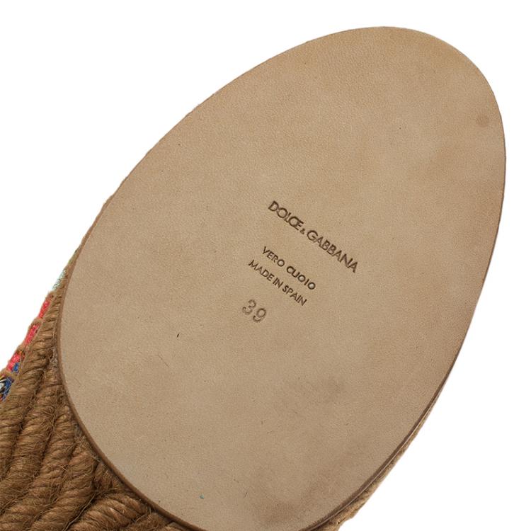 Pre Owned Dolce and Gabbana Multicolor Printed Brocade Espadrilles Size 39