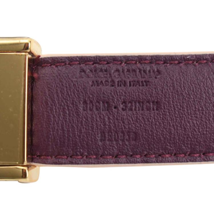 Pre Owned Dolce and Gabbana Pink and Purple Reversible Leather Belt