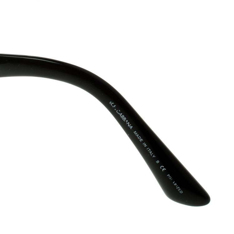 Pre Owned D&G Black 4213 Gold Tone Filigree Round Polarised Sunglasses