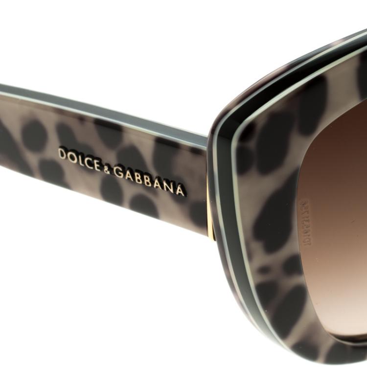 Pre Owned Dolce and Gabbana Brown DG 4233 Leopard Frame Cat Eye Sunglasses