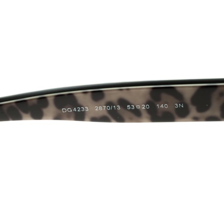 Pre Owned Dolce and Gabbana Brown DG 4233 Leopard Frame Cat Eye Sunglasses