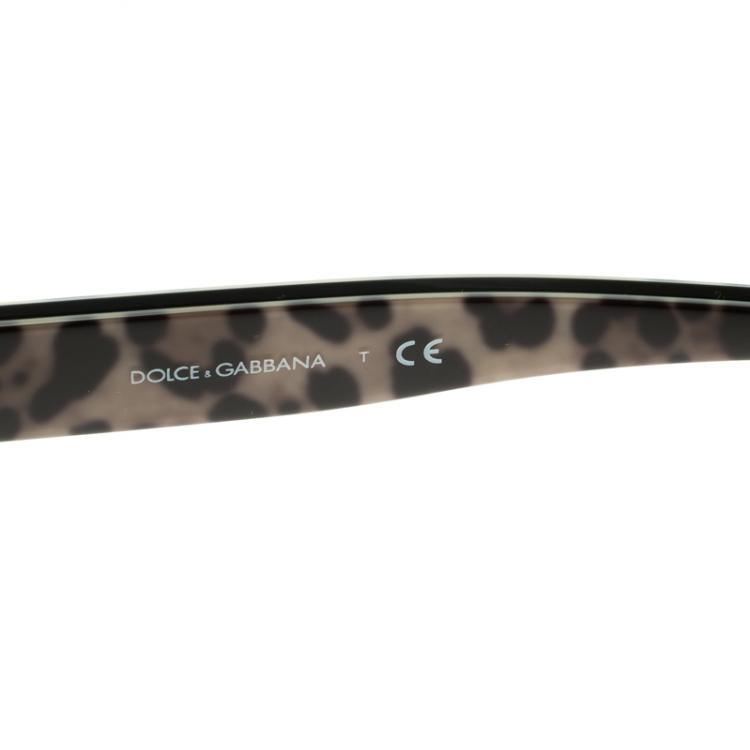 Pre Owned Dolce and Gabbana Brown DG 4233 Leopard Frame Cat Eye Sunglasses