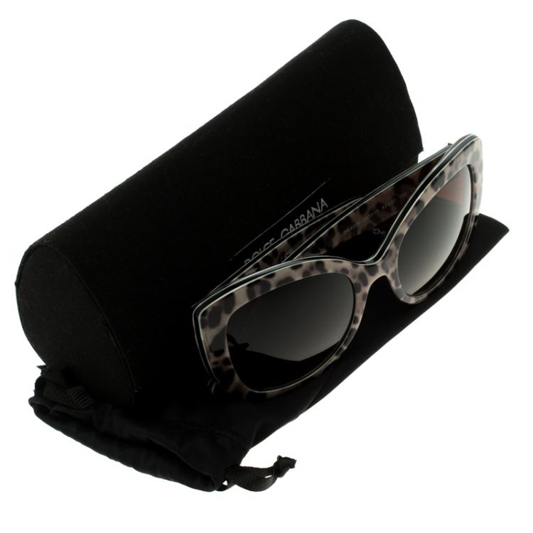 Pre Owned Dolce and Gabbana Brown DG 4233 Leopard Frame Cat Eye Sunglasses