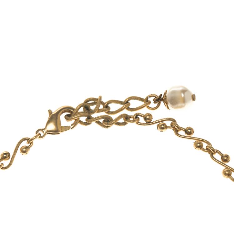 مملوكة مسبقًا Dolce and Gabbana Rose Sacred Heart Gold Tone Pendant Chain Necklace