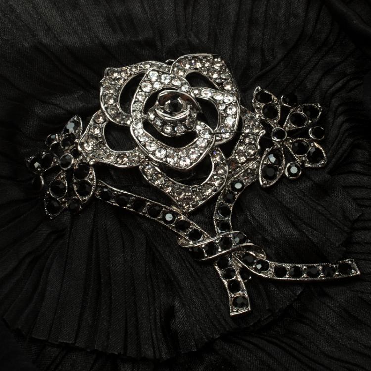 Pre Owned Dolce and Gabbana Black Elastic Fabric Embellished Waist Belt 110 CM
