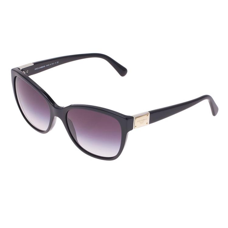 Pre Owned Dolce and Gabbana Black DG4195  Oversized Cat Eye Sunglasses 