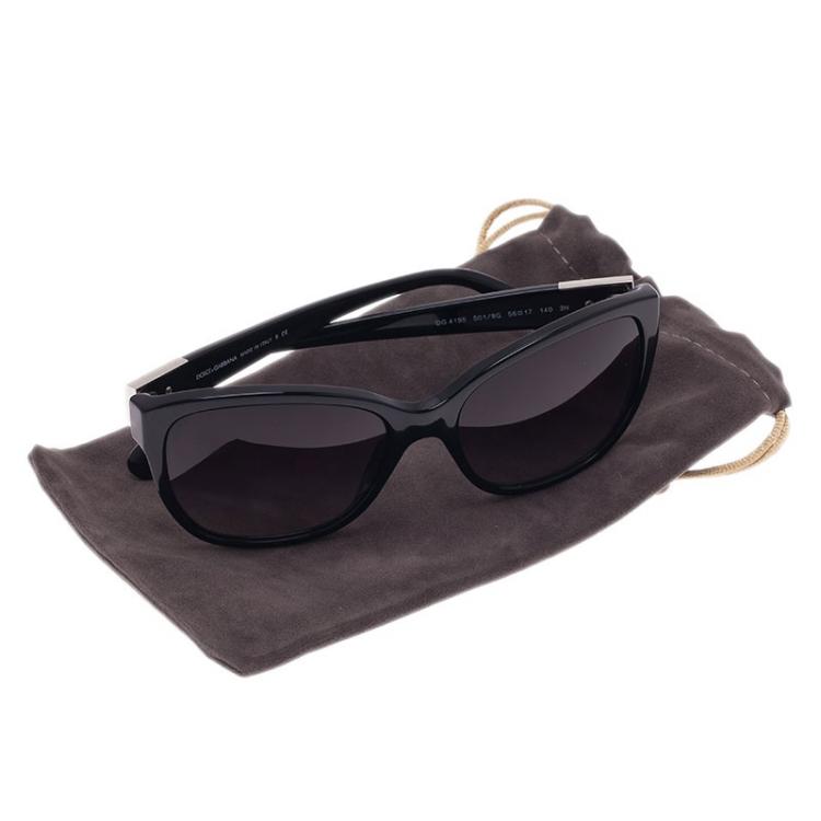 Pre Owned Dolce and Gabbana Black DG4195  Oversized Cat Eye Sunglasses 