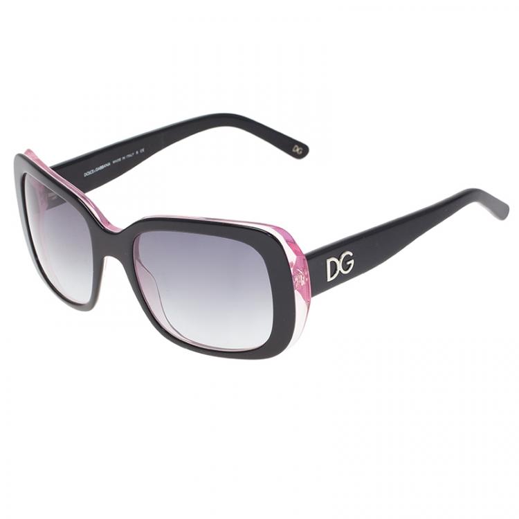 Pre Owned Dolce and Gabbana Purple and Black Square Sunglasses 