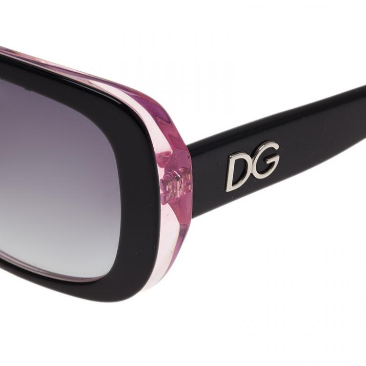 Pre Owned Dolce and Gabbana Purple and Black Square Sunglasses 