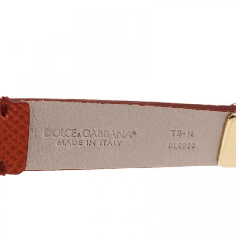 Pre Owned Dolce and Gabbana Good Luck Charms Orange Leather Bracelet M