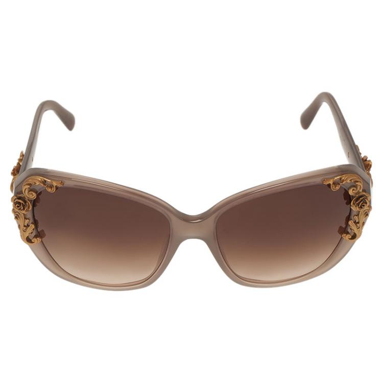 Pre Owned Dolce and Gabbana Beige Sicilian Baroque Sunglasses