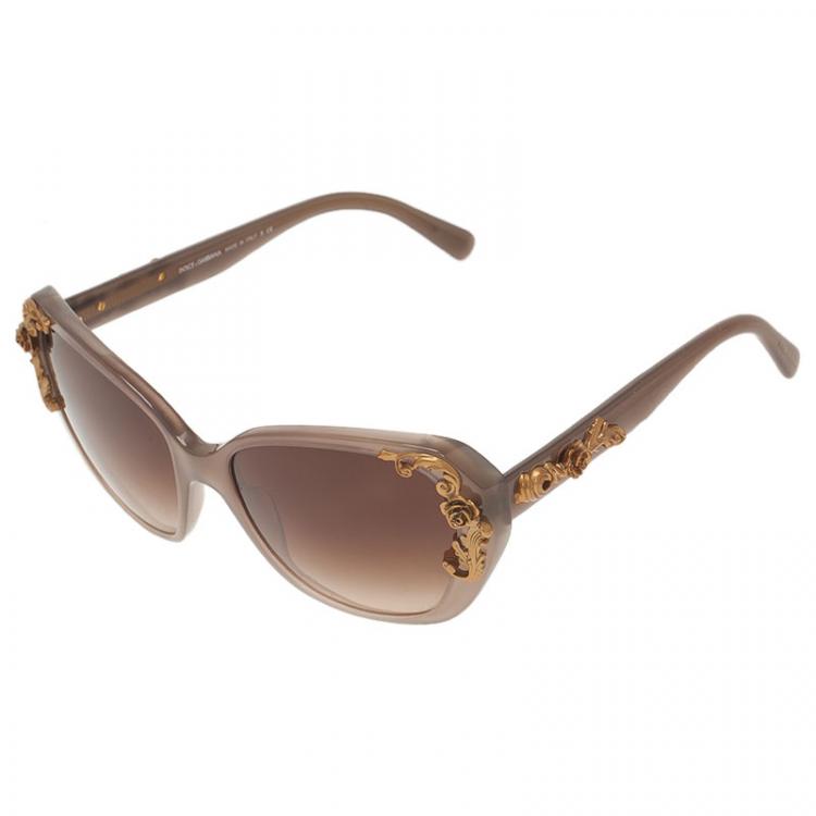Pre Owned Dolce and Gabbana Beige Sicilian Baroque Sunglasses