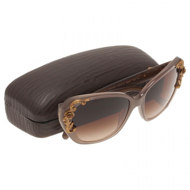 Pre Owned Dolce and Gabbana Beige Sicilian Baroque Sunglasses