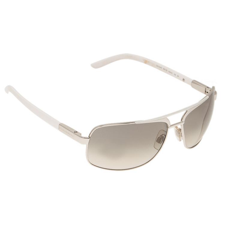 Pre Owned Dolce and Gabbana White and Silver DG 2049 Aviators 