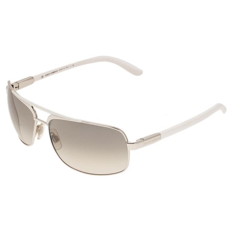 Pre Owned Dolce and Gabbana White and Silver DG 2049 Aviators 