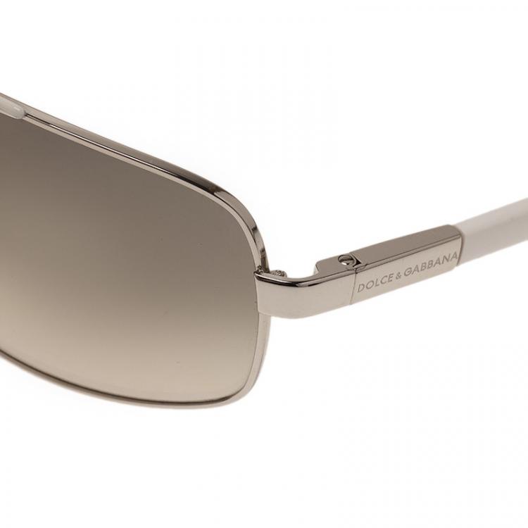 Pre Owned Dolce and Gabbana White and Silver DG 2049 Aviators 