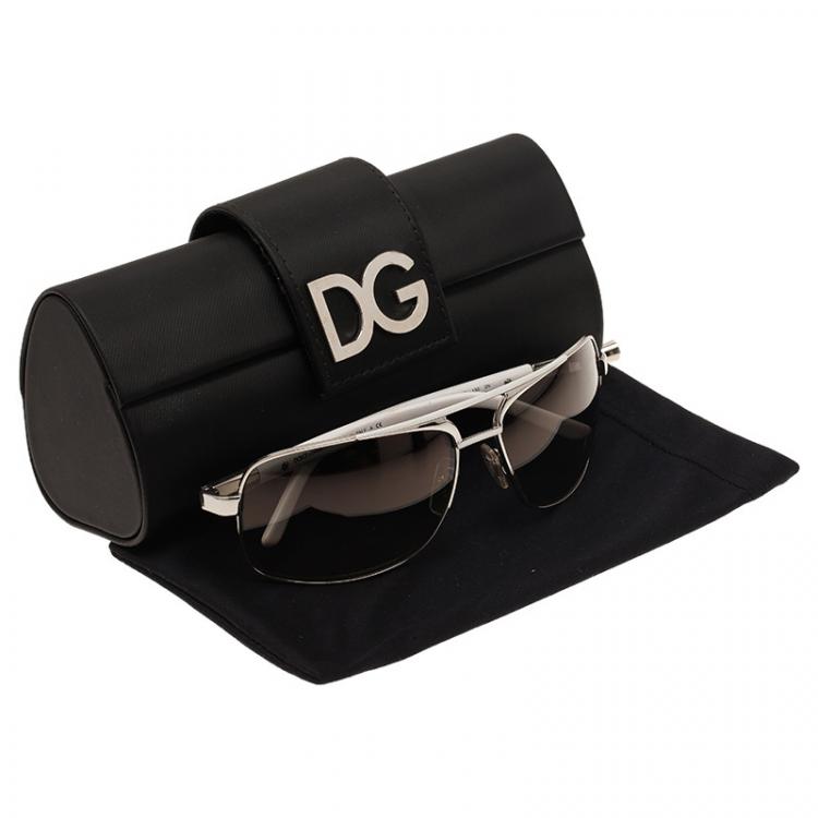 Pre Owned Dolce and Gabbana White and Silver DG 2049 Aviators 