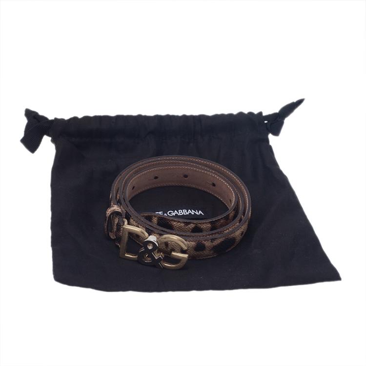 Pre Owned Dolce and Gabbana Leopard Print Dauphine Leather Belt 75CM