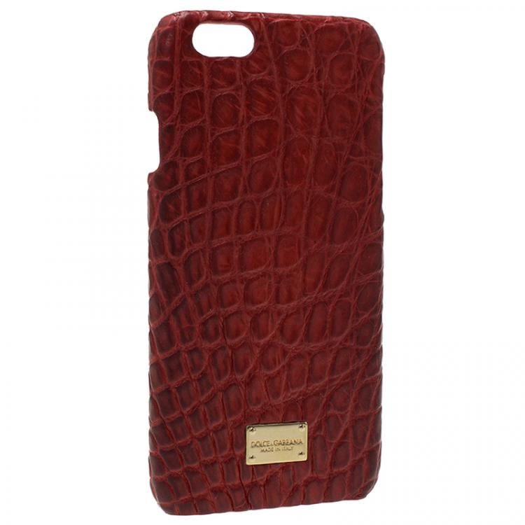 Pre Owned Dolce and Gabbana Red Croc Embossed iPhone 6/6S Case