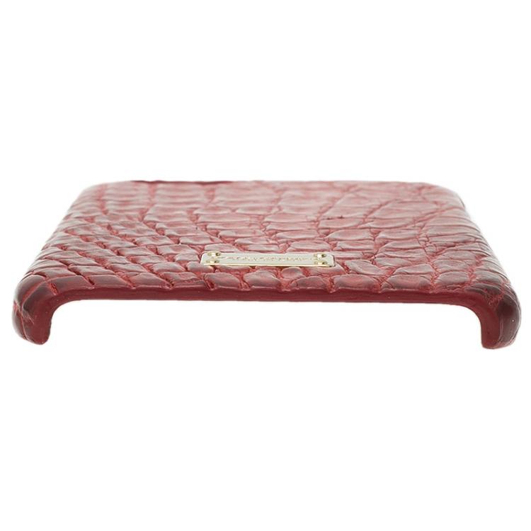 Pre Owned Dolce and Gabbana Red Croc Embossed iPhone 6/6S Case