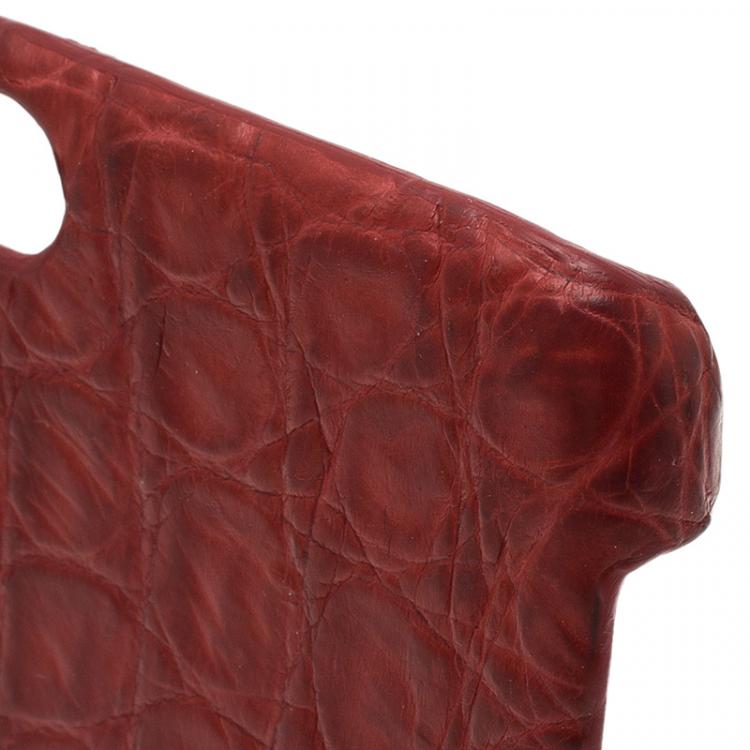Pre Owned Dolce and Gabbana Red Croc Embossed iPhone 6/6S Case