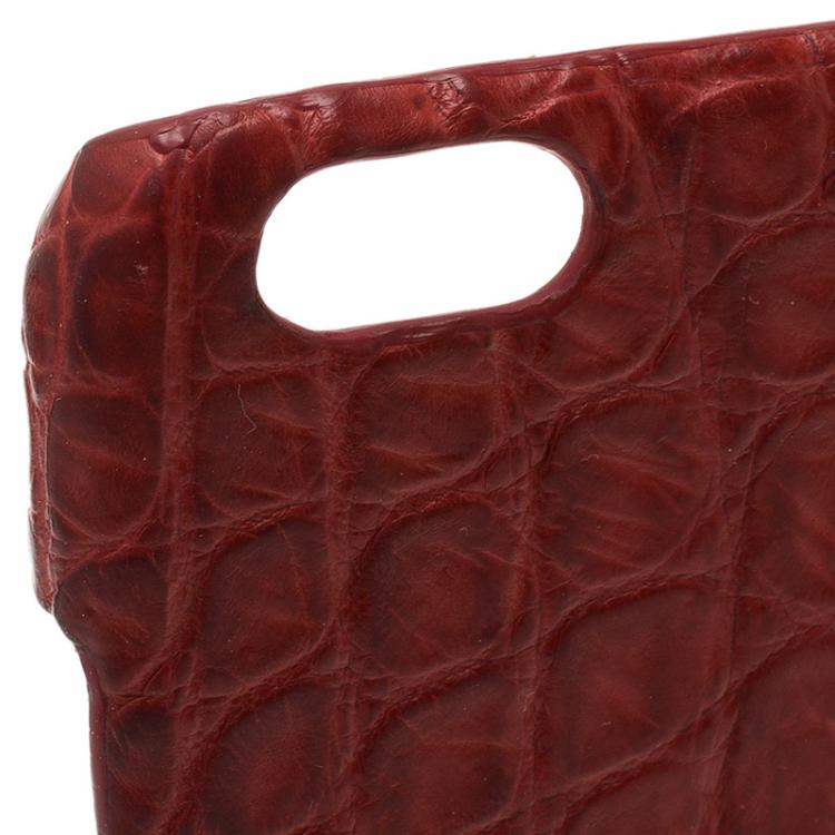 Pre Owned Dolce and Gabbana Red Croc Embossed iPhone 6/6S Case