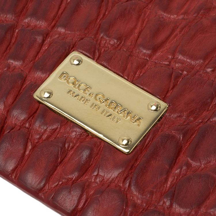 Pre Owned Dolce and Gabbana Red Croc Embossed iPhone 6/6S Case