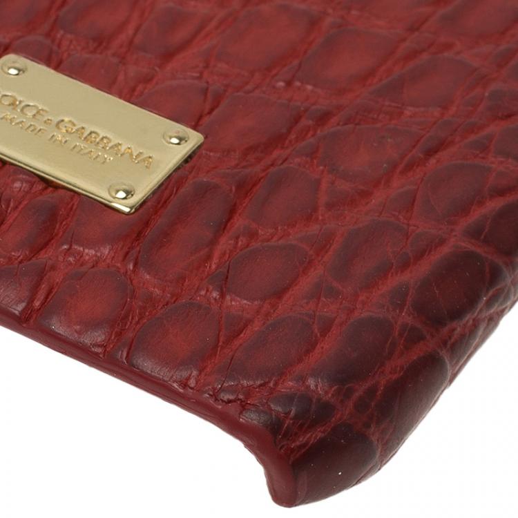 Pre Owned Dolce and Gabbana Red Croc Embossed iPhone 6/6S Case