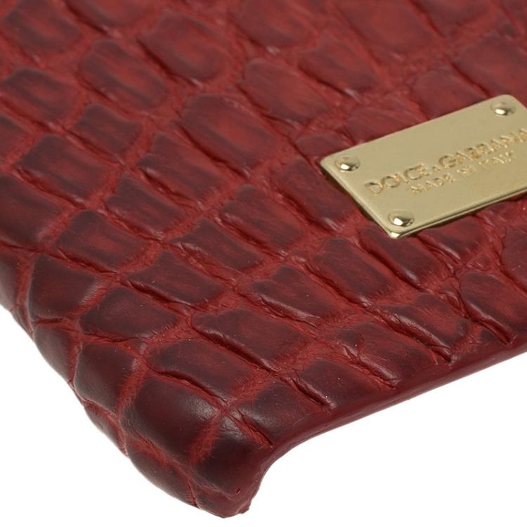 Pre Owned Dolce and Gabbana Red Croc Embossed iPhone 6/6S Case