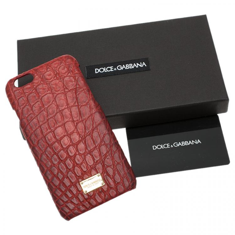 Pre Owned Dolce and Gabbana Red Croc Embossed iPhone 6/6S Case