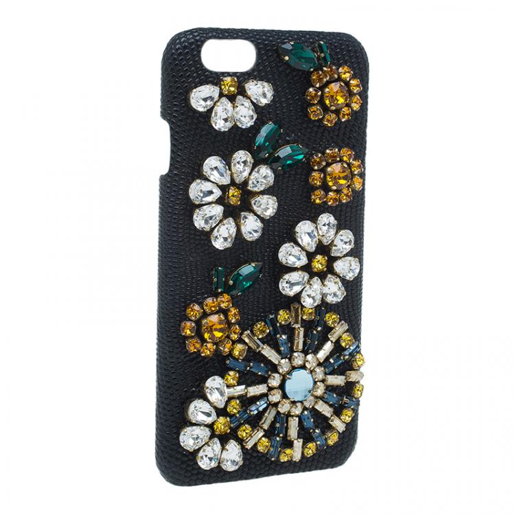 Pre Owned Dolce and Gabbana Black Jeweled iPhone Cover