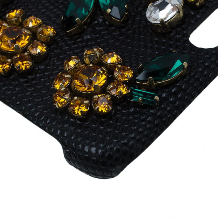 Pre Owned Dolce and Gabbana Black Jeweled iPhone Cover